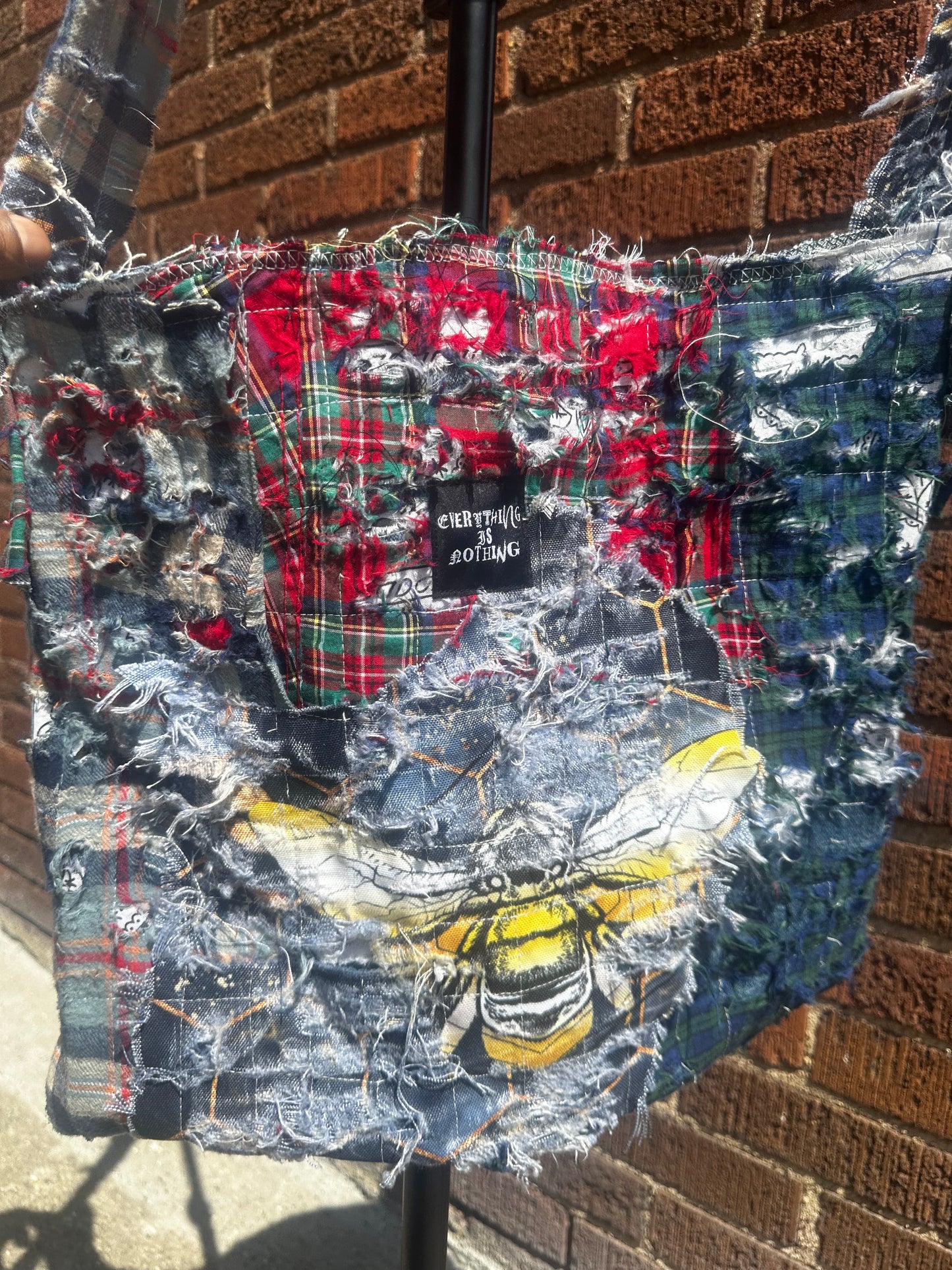 Flannel Distressted Boro Style Bag