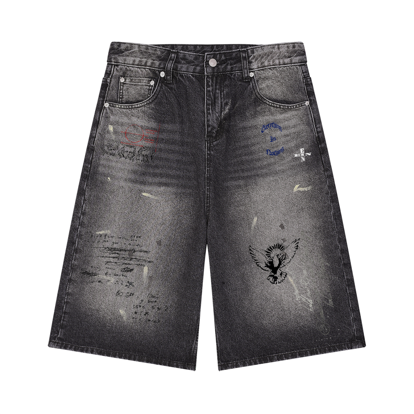 “EIN Washed Denim Shorts”