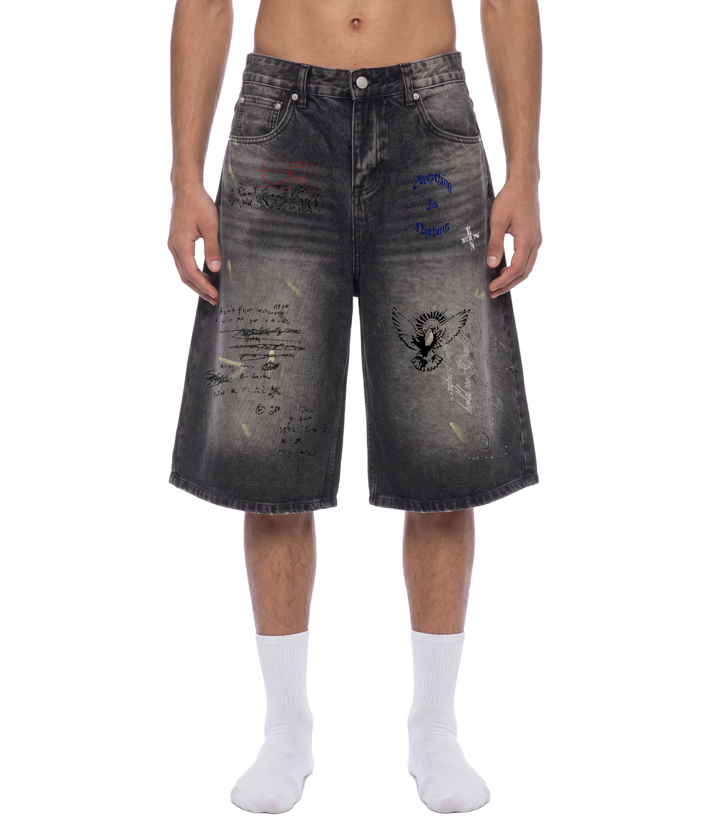 “EIN Washed Denim Shorts”